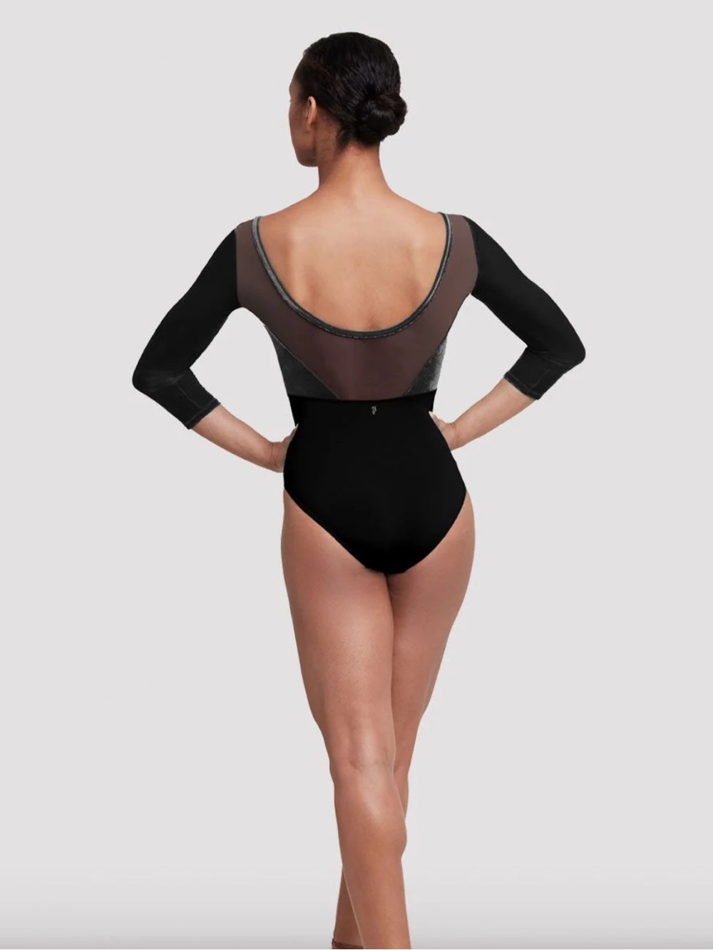 New 3/4 Sleeve Mesh & Velvet Bloch Leotard - Picture 2 of 2